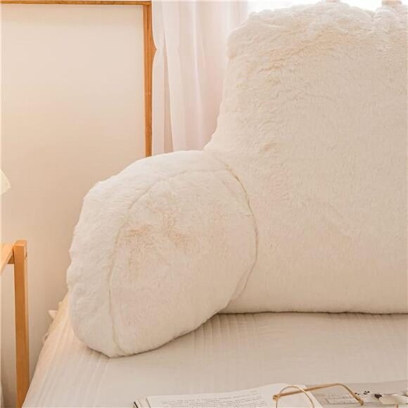 Faux Fur Reading Pillow Bed Wedge Large Adult Children Backrest with Arms Back - Picture 4 of 7